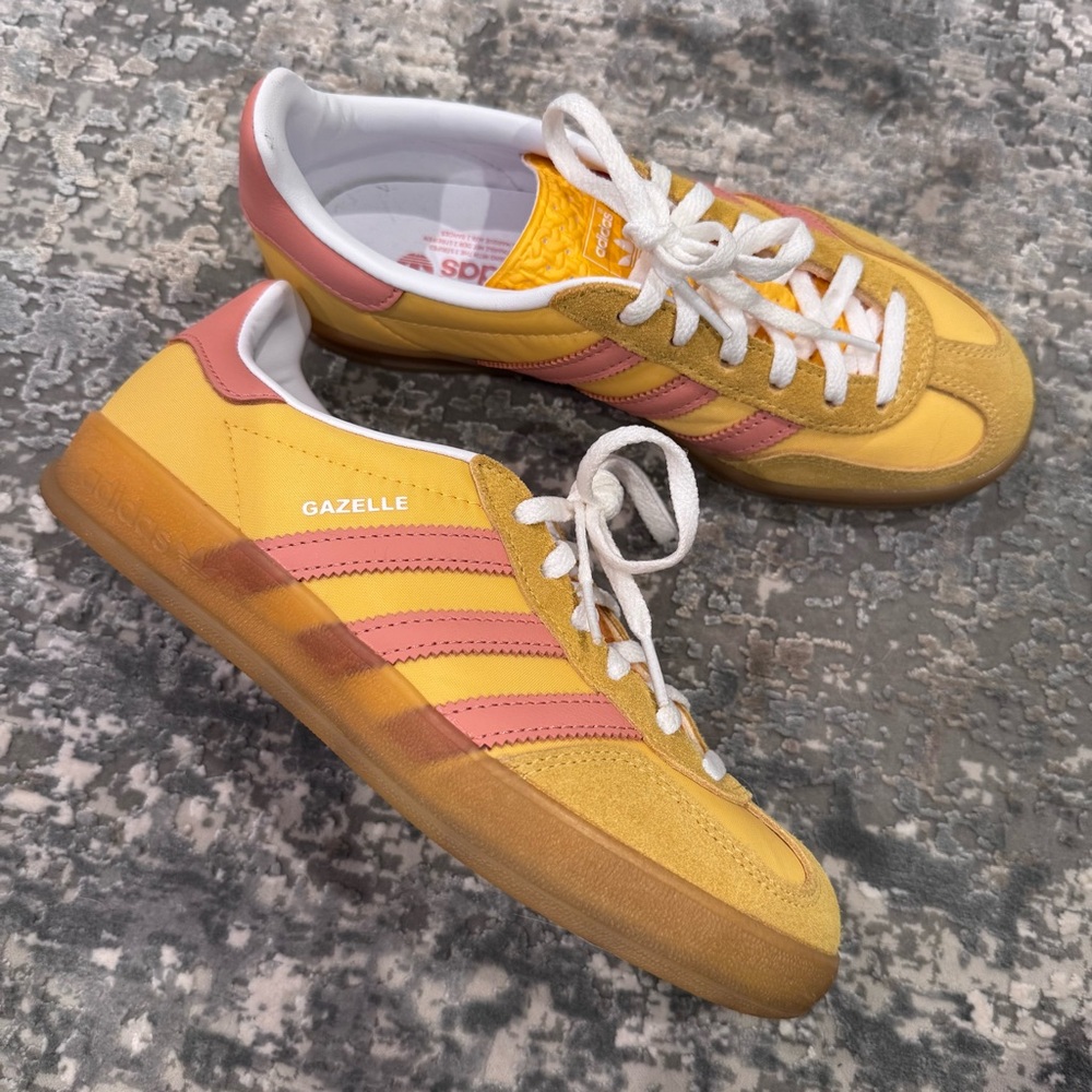 adidas Originals Gazelle Yellow and Pink Sneakers